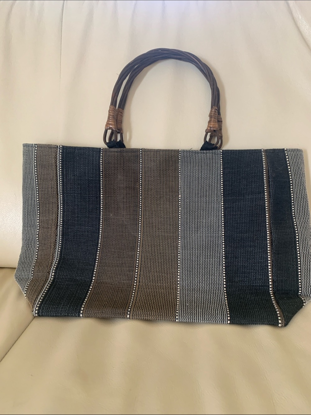 Bijoux Terner Brown and Black Striped Woven Tote